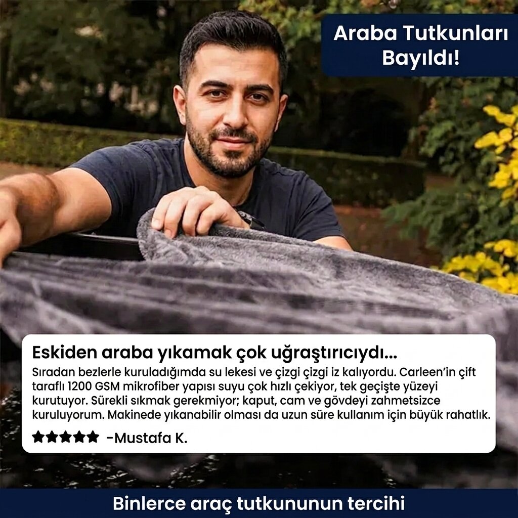 Carleen Premium Oto Kurulama Havlusu – Tek Hamlede İz Bırakmadan Kurutma